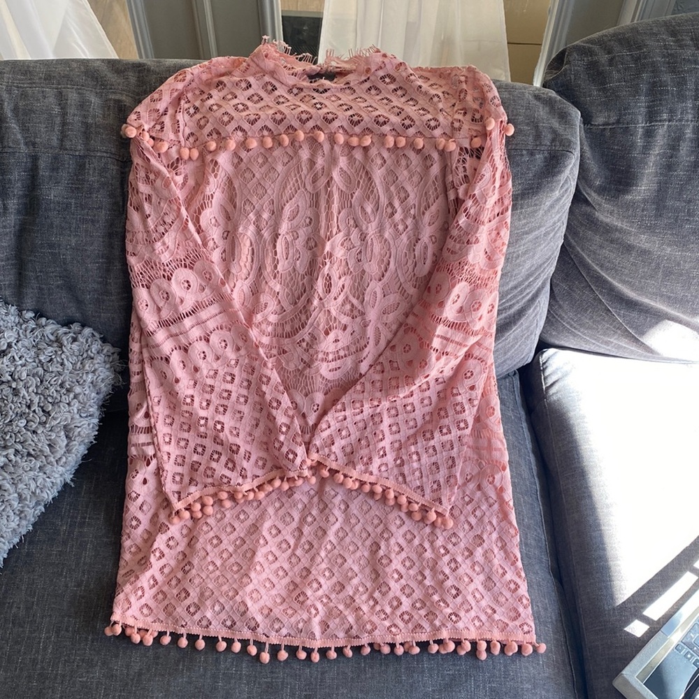 Pink Pom Pom flare sleeve dress, gorgeous! Only worn once bought from a boutique
